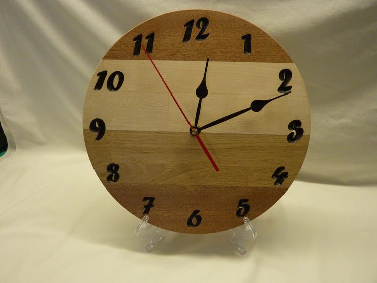 Wood clocks with inlays