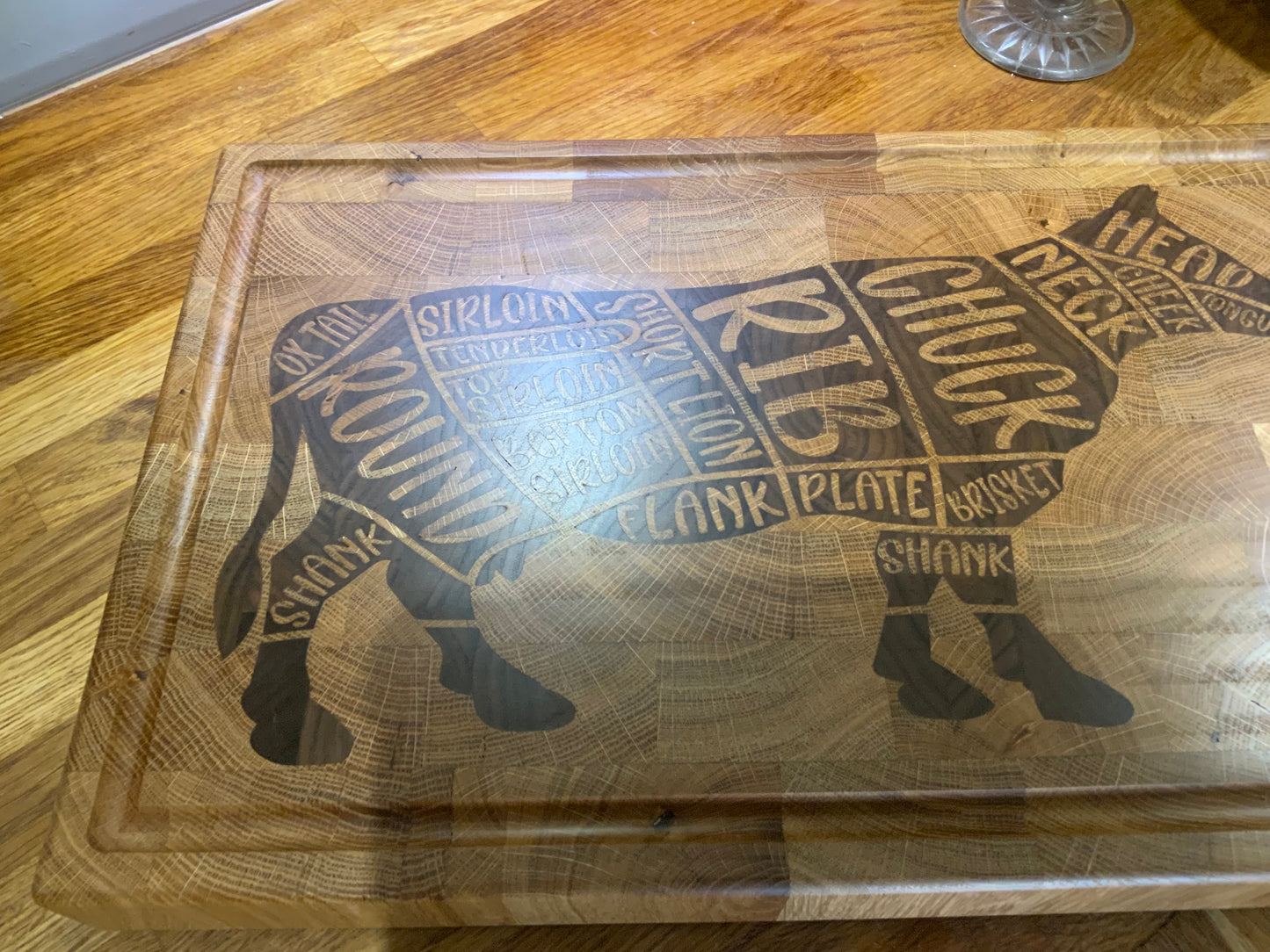 Custom Made Cow Cuts cutting board flat