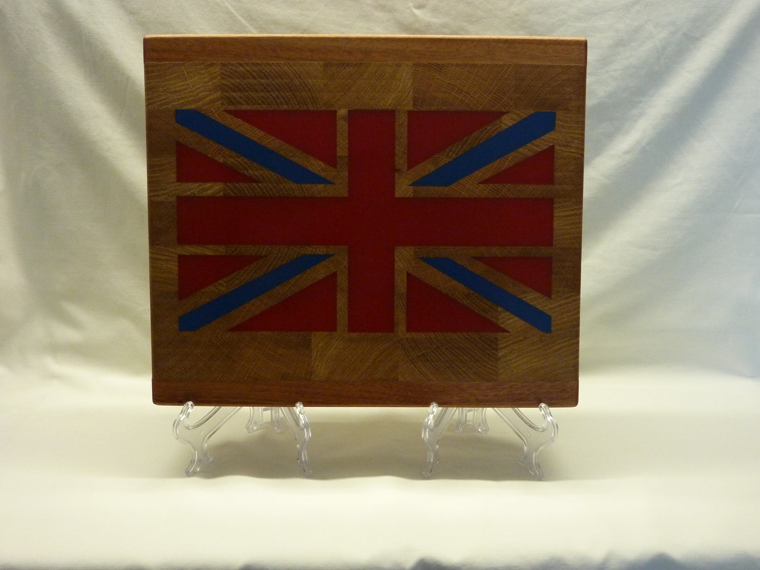 Union Jack cutting board with resin inlay.