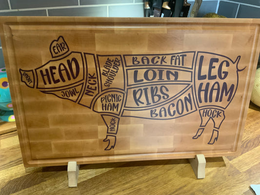 Custom Pig Cuts cutting board full