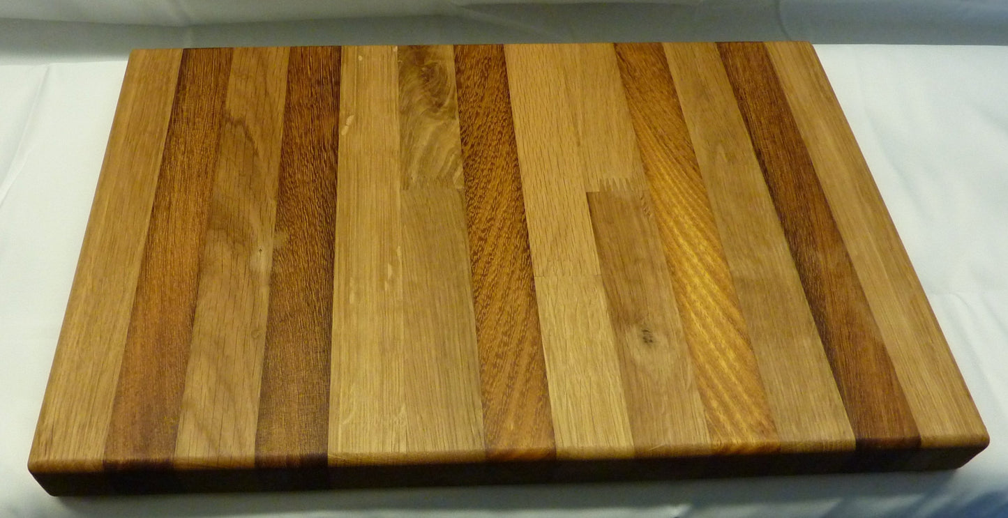 Iroko and Oak Chopping Board with handles